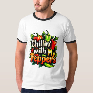 Chillin' with My Peppers - Kleurrijke Chili Graphi T-shirt