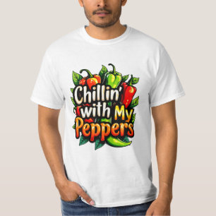 Chillin' with My Peppers - Kleurrijke Chili Graphi T-shirt