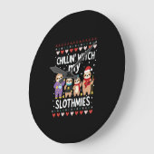 Chillin With My Slothmies Funny Sloth Ugly Christm Grote Klok (Hoek)