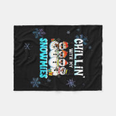 Chillin With My Snowmie Women Christmas Snowman Te Fleece Deken (Voorkant (Horizontaal))