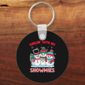 Chillin With My Snowmie Women Christmas Snowman Te Sleutelhanger (Voorkant)