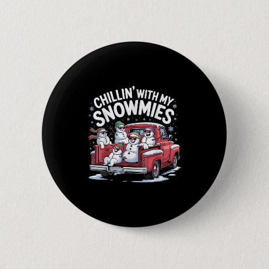 Chillin With My Snowmies Ckup Truck Snowman Christ Ronde Button 5,7 Cm (Voorkant)