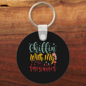 Chillin With My Snowmies Cute Funny Christmas T Sh Sleutelhanger (Voorkant)