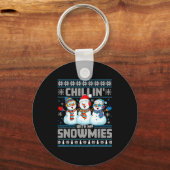 Chillin' With My Snowmies Funny Xmas Snowman Chris Sleutelhanger (Voorkant)