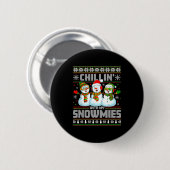 Chillin With My Snowmies Funny Xmas Snowman Christ Ronde Button 5,7 Cm (Voorkant /achterkant)