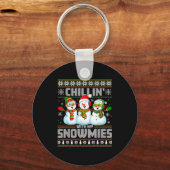 Chillin With My Snowmies Funny Xmas Snowman Christ Sleutelhanger (Voorkant)