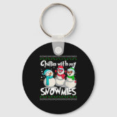 Chillin' With My Snowmies - Ugly Christmas Snowman Sleutelhanger (Voorkant)