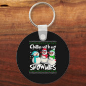 Chillin' With My Snowmies - Ugly Christmas Snowman Sleutelhanger (Voorkant)