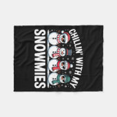 Chillin With My Snowmies Xmas Snowman Boys Girls M Fleece Deken (Voorkant (Horizontaal))