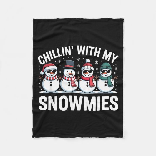 Chillin With My Snowmies Xmas Snowman Boys Girls M Fleece Deken (Voorkant)