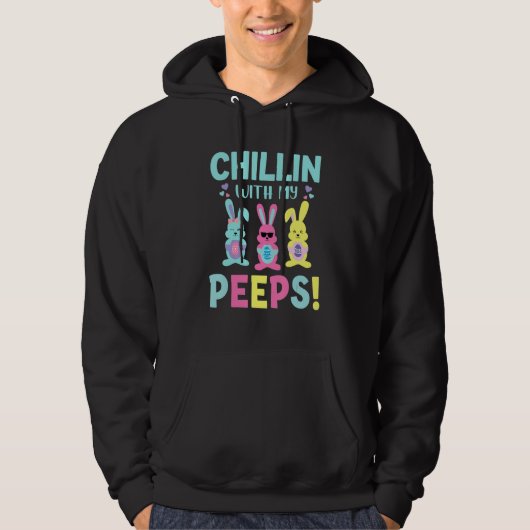 Chillin' with Mypeep Bunny Eggs Hunting Rabbit Eas Hoodie (Voorkant)