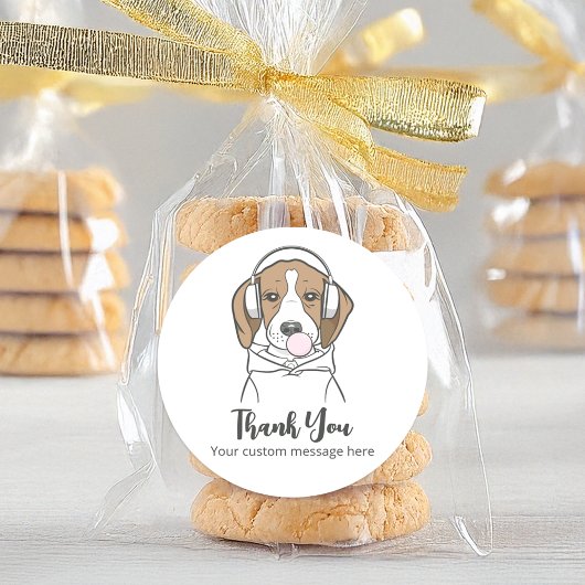 Chilling Beagle met Bubblegum Funny Dog Dank u Ronde Sticker