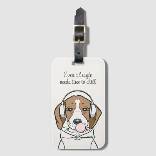 Chilling Beagle met Bubblegum Schattige Funny Dog Bagagelabel (Voorkant (verticaal))