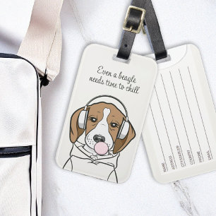 Chilling Beagle met Bubblegum Schattige Funny Dog Bagagelabel