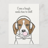 Chilling Beagle met Bubblegum Schattige Funny Dog Briefkaart (Voorkant)