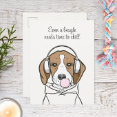 Chilling Beagle met Bubblegum Schattige Funny Dog Briefkaart