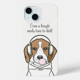 Chilling Beagle met Bubblegum Schattige Funny Dog iPhone 15 Case