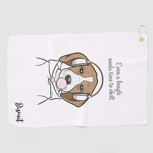 Chilling Beagle met Bubblegum Schattige Funny Dog Golfhanddoek (Horizontaal)