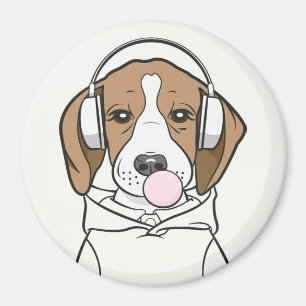 Chilling Beagle met Bubblegum Schattige Funny Dog Magneet