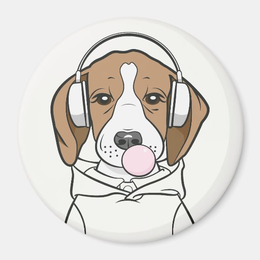 Chilling Beagle met Bubblegum Schattige Funny Dog Magneet (Voorkant)