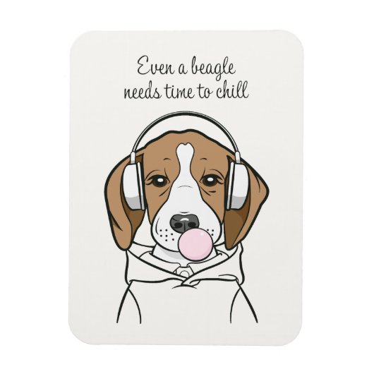 Chilling Beagle met Bubblegum Schattige Funny Dog Magneet (Verticaal)