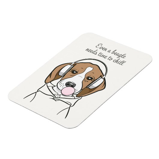 Chilling Beagle met Bubblegum Schattige Funny Dog Magneet (Linkerzijde)