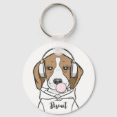 Chilling Beagle met Bubblegum Schattige Funny Dog Sleutelhanger (Voorkant)