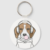 Chilling Beagle met Bubblegum Schattige Funny Dog Sleutelhanger (Achterkant)