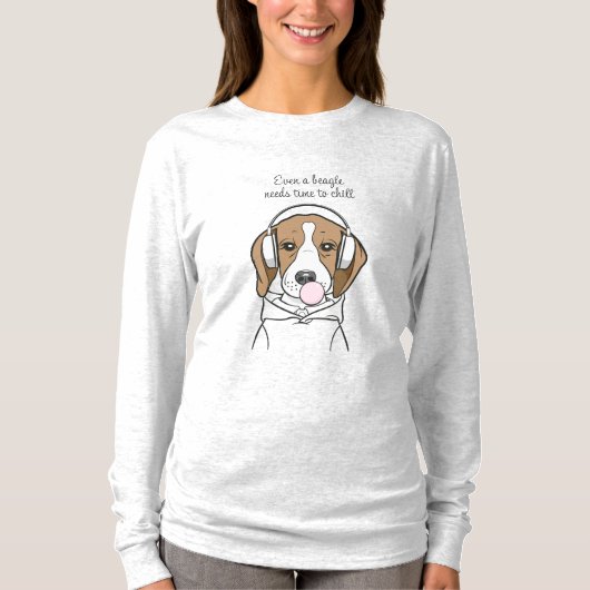 Chilling Beagle met Bubblegum Schattige Funny Dog T-shirt (Voorkant)