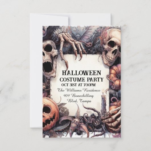 Chilling Charm: Halloween Party Call Kaart (Voorkant)