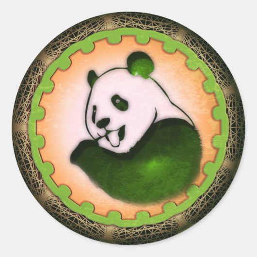 Chilling Chomping Panda Sinaasappel Ronde Sticker (Voorkant)