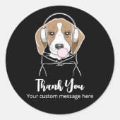 Chilling Dog Bubblegum Schattige Funny Beagle Beda Ronde Sticker (Voorkant)