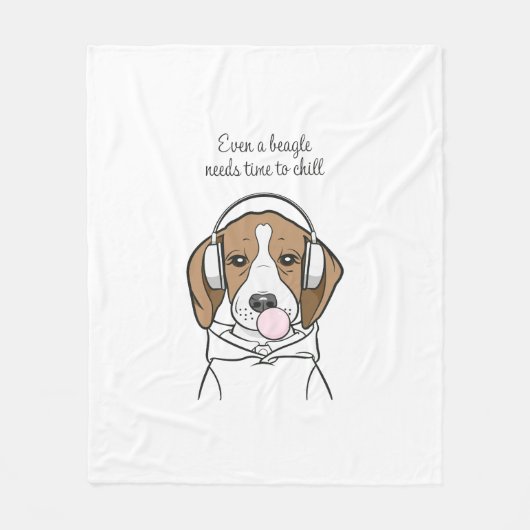 Chilling Dog met Bubblegum Grappige Beagle Fleece Deken (Voorkant)