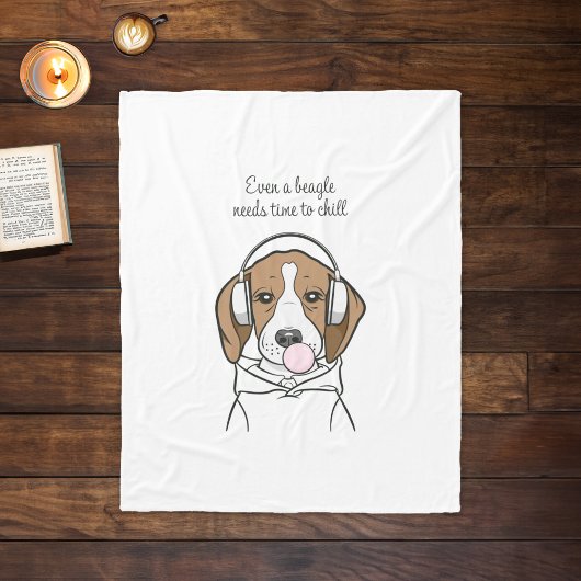 Chilling Dog met Bubblegum Grappige Beagle Fleece Deken
