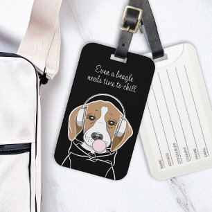 Chilling Dog met Bubblegum Schattige Funny Beagle Bagagelabel