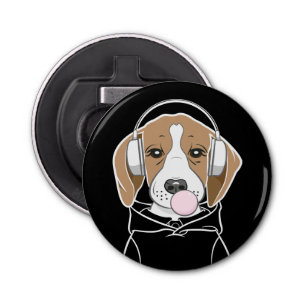 Chilling Dog met Bubblegum Schattige Funny Beagle Button Flesopener
