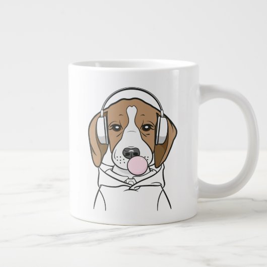 Chilling Dog met Bubblegum Schattige Funny Beagle Grote Koffiekop (Rechts)