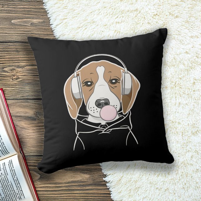 Chilling Dog met Bubblegum Schattige Funny Beagle Kussen (Creator heeft geüpload)