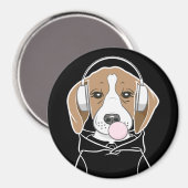 Chilling Dog met Bubblegum Schattige Funny Beagle Magneet (Voorkant / Achterkant)