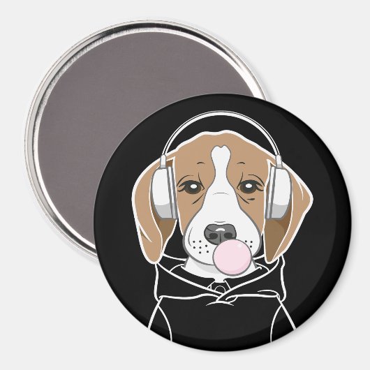 Chilling Dog met Bubblegum Schattige Funny Beagle Magneet (Voorkant / Achterkant)
