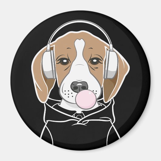Chilling Dog met Bubblegum Schattige Funny Beagle Magneet (Voorkant)
