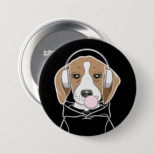 Chilling Dog met Bubblegum Schattige Funny Beagle Ronde Button 7,6 Cm (Voorkant /achterkant)