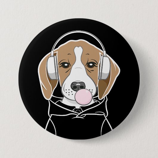 Chilling Dog met Bubblegum Schattige Funny Beagle Ronde Button 7,6 Cm (Voorkant)