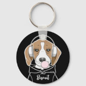 Chilling Dog met Bubblegum Schattige Funny Beagle Sleutelhanger (Voorkant)
