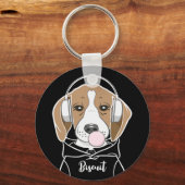Chilling Dog met Bubblegum Schattige Funny Beagle Sleutelhanger (Voorkant)