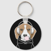 Chilling Dog met Bubblegum Schattige Funny Beagle Sleutelhanger (Achterkant)