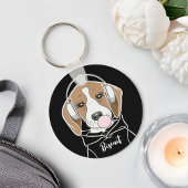 Chilling Dog met Bubblegum Schattige Funny Beagle Sleutelhanger