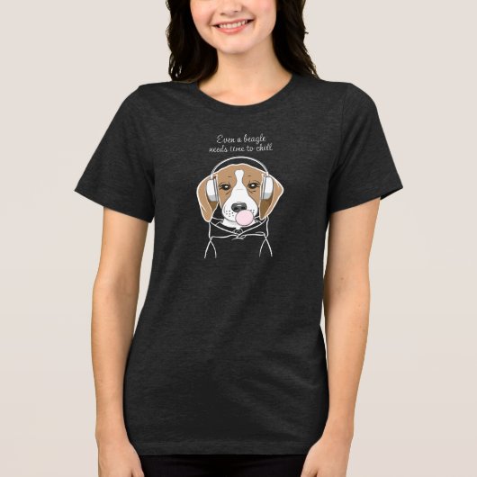Chilling Dog met Bubblegum Schattige Funny Beagle Tri-Blend Shirt (Voorkant)