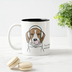 Chilling Dog met Bubblegum Schattige Funny Beagle Tweekleurige Koffiemok
