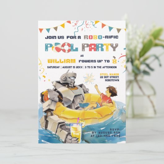 Chilling Friends Pool Party Verjaardagsuitnodiging Kaart (Staand voorkant)